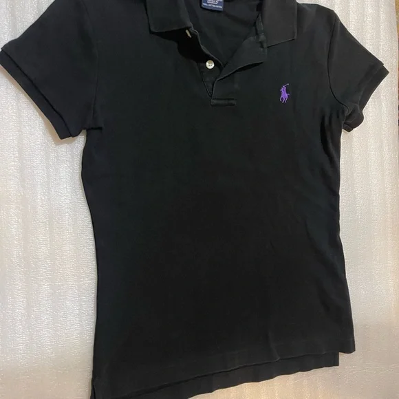 Ralph Lauren Sport Black Polo Shirt with Purple Accent Size Small - Picture 5 of 13